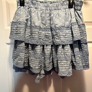 Aerie Light Blue Tiered Mini Skirt